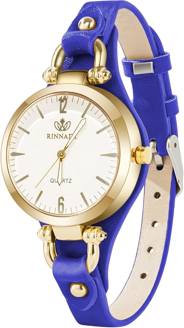 Detalle de OFFCUP Orologio da donna analogico al quarzo con cinturino in pelle e movimento a tre lancette