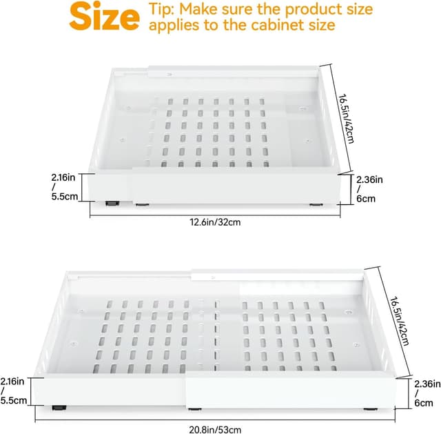 Detalle 2 de iHomara Teleskopschublade Küche 32 bis 53 cm