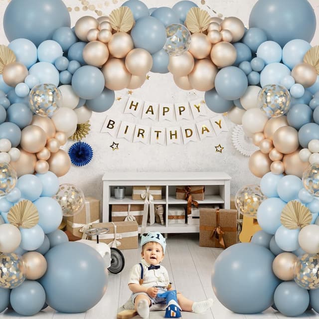 Thumbnail 2 de Dusty Baby Blue Balloon Arch Kit 151Pcs
