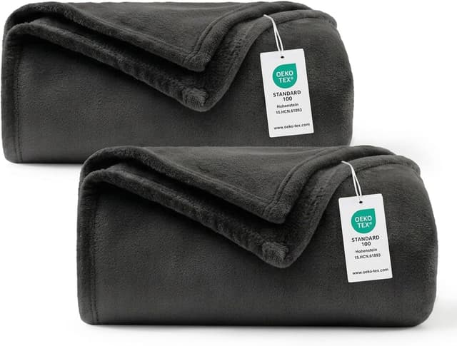 Detalle de WAVVE Flauschige Kuscheldecke im 2er-Set (150x200 cm) – Sofadecke & Fleecedecke schwarz