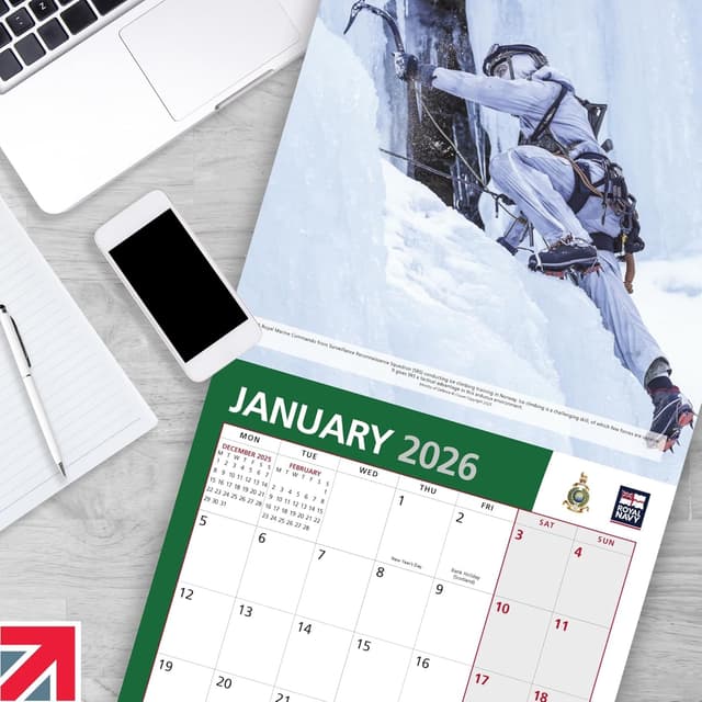 Detalle de ALLTRADE Calendar 2026 Royal Navy Marines Official – eco-friendly UK-made desk or wall calendar