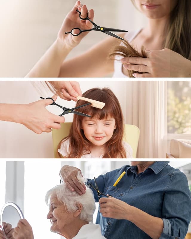 Thumbnail 6 de ULG Professional Hair Cutting Scissors Set (16.5 cm) with Thinning Shears, Comb, Clips & Case – at-home salon haircut kit