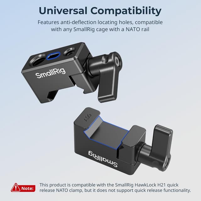 Detalle de SMALLRIG 1973 NATO Rail Clamp pour montage EVF, moniteur et bras magique