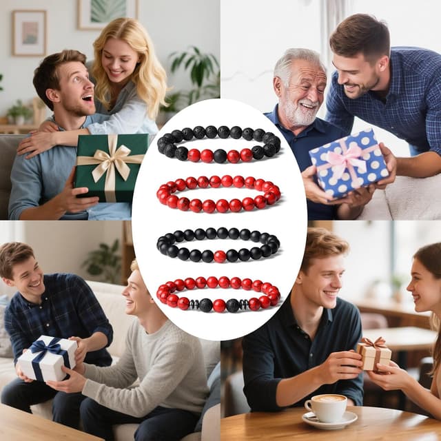 Thumbnail 6 de XIANNVXI 3–4er Set Perlenarmbänder für Herren (8 mm) aus Naturstein, elastisch verstellbar