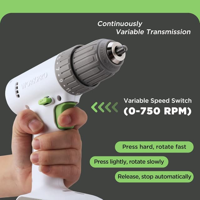 Thumbnail 3 de WORKPRO Atornillador Inalámbrico 12V 17+1 Par