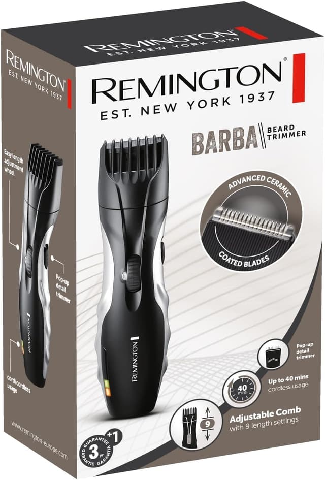 Detalle de Remington MB320C Set regolabarba uomo con 9 lunghezze 1,5–18 mm, lame in ceramica e uso a rete/batteria