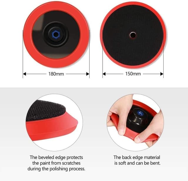 Detalle de SPTA 6" (150mm) 100% Natural Wool Polishing Pads (SPTA) — Hook & Loop Set, 4 pcs with 5/8-11 Backing Plate