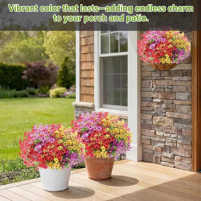 Detalle 2 de LetuoClips 13 Bundles of UV-Resistant Artificial Flowers for Outdoor Spring Porch & Planters