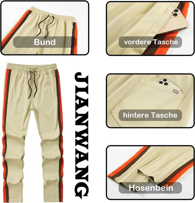 Detalle 2 de W JIANWANG Herren Trainingsanzug Set mit Reißverschluss