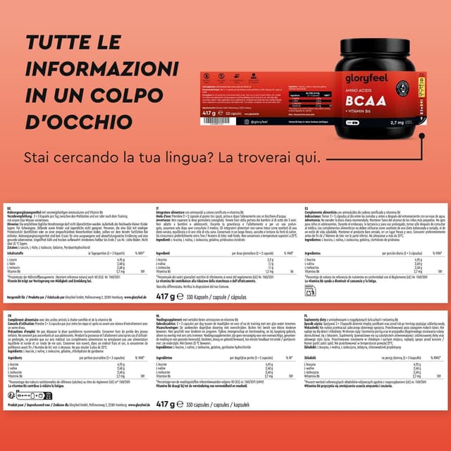 Thumbnail 6 de Gloryfeel BCAA 2:1:1 2.1.1 con vitamina B6, 330 compresse (vegan)