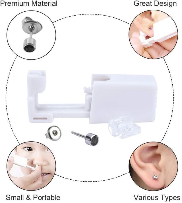 Detalle de 8er Pack Einweg Ohrlochstechpistole mit Ohrring-Einsatz (steril, selbstzerstörend) – inkl. Ohrstöpsel