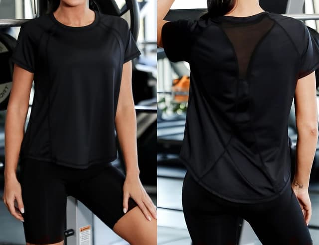 Detalle 2 de Gyabnw maglietta sportiva donna a manica corta in rete, traspirante e ad asciugatura rapida