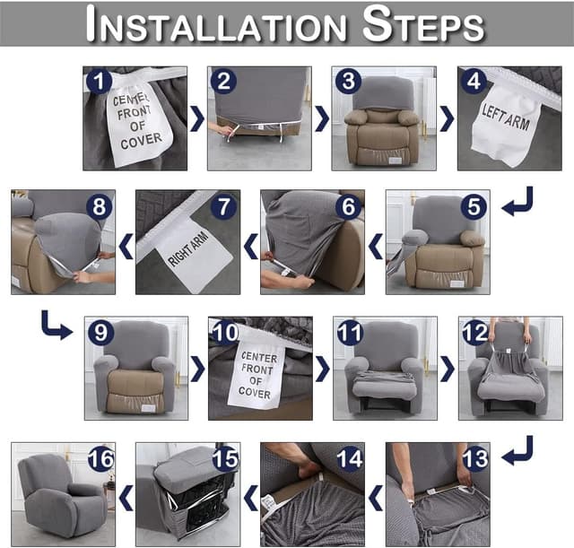 Thumbnail 5 de OKYUK Funda Sillón Relax 4 Piezas Lavables Azul Raya 🛋