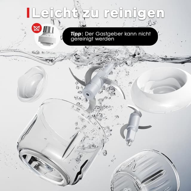 Detalle de Bear Glas-Zerkleinerer 0,6 l + 2 l (elektrisch) mit 2 Geschwindigkeitsstufen und Edelstahlklingen