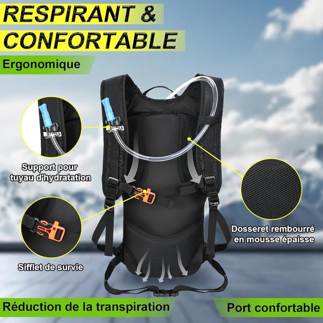 Thumbnail 6 de LOCAL LION Sac à Dos de Vélo 10L avec poche à eau 2L et housse de pluie