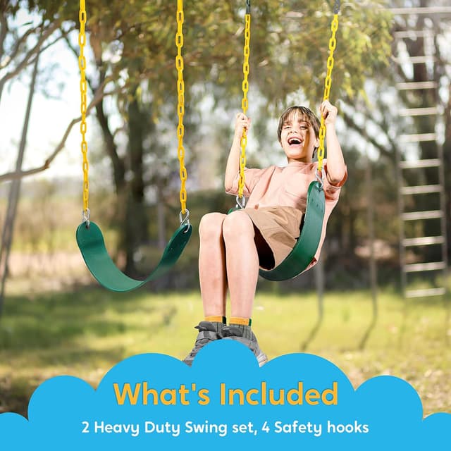 Thumbnail 4 de TURFEE 2 Pack Green Swing Seats 66" Chain