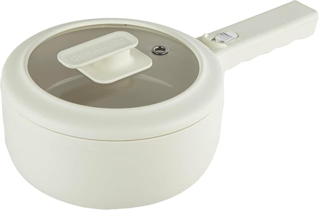 Detalle de CERAMAX PRO Electric Hot Pot with Lid & Steamer (2L) — Adjustable Temperature Ceramic Cooker for Ramen, Eggs, Pasta