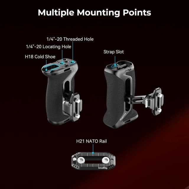 Detalle 2 de SmallRig HawkLock H21 QR Seitengriff Side Handle mit NATO-Schiene – 5633 (36 mm höhenverstellbar, für Links oder Rechtshänder)