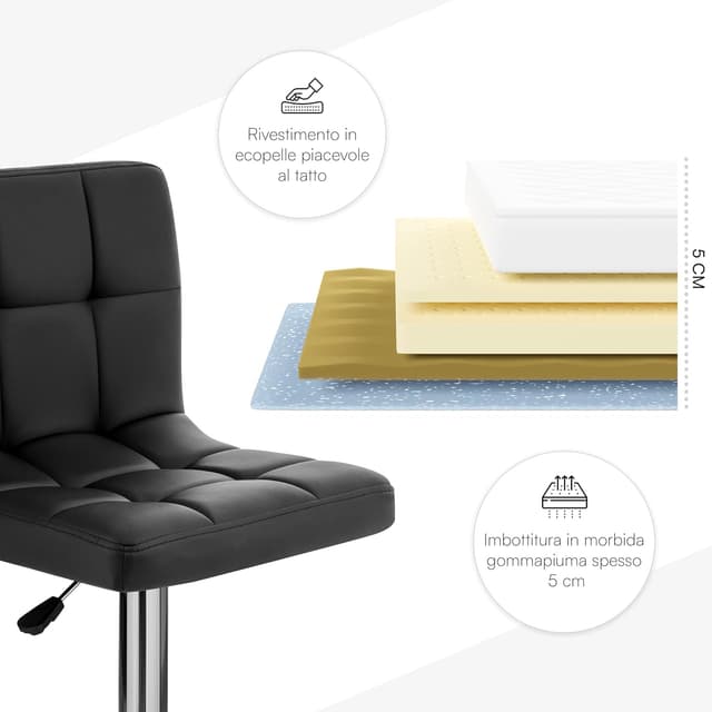 Thumbnail 5 de Baroni Home Tabouret de Bar Noir 115 cm