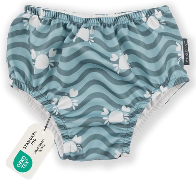 Detalle de LaLoona couche de bain bébé réutilisable anti-fuite Oeko-Tex Standard 100 motif crabe vert (taille 86-92)