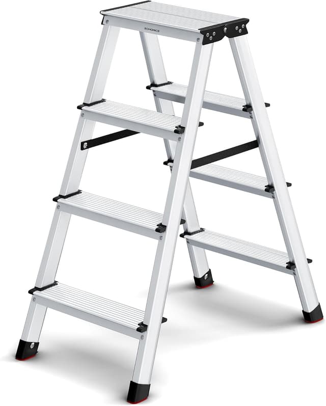 Detalle de SONGMICS GLT014E01 Trittleiter 4 Stufen, 150 kg