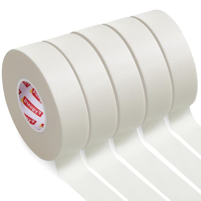 Detalle de Fyguard 5 Rolls Painters Tape (White) 24mm x 50m – residue-free masking tape for multi-surface painting