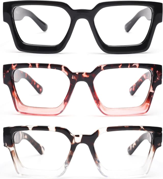 Detalle 2 de JM 3 Pack Square Reading Glasses with Blue Light Blocking Lenses