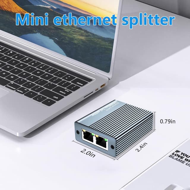 Detalle 2 de Vecbmn Ethernet Splitter 1 to 3 (1000Mbps) with USB-C Power Cable