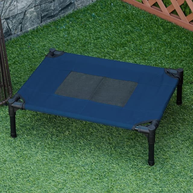 Detalle 2 de PawHut lit surélevé pour chiens et chats (tissu Oxford/textilène) bleu et noir 61 x 46 x 18 cm