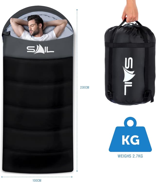 Thumbnail 6 de SAIL XL Extra Wide Big & Tall Sleeping Bag (3–4 Season, Waterproof) – Lightweight 1.6kg–2.7kg