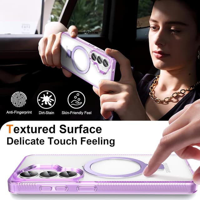 Detalle de STERKER Designed for Samsung Galaxy S26 Case Magnetic Ring Stand (Military Grade Drop Protection) — Clear Purple
