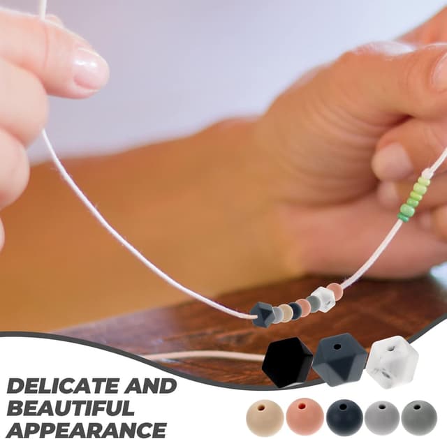 Detalle de COHEALI Silikonperlen rund 1,20 cm – 100 Stück für DIY-Schmuck, Schlüsselanhänger & Armbänder