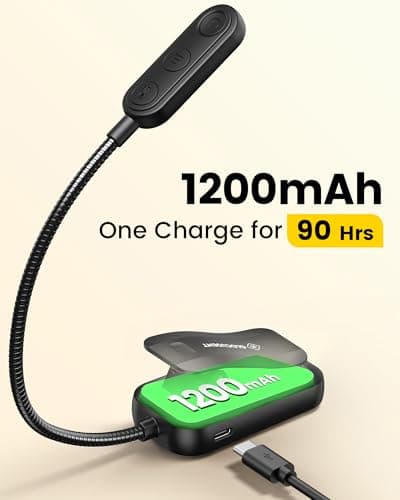 Detalle de Glocusent Glocusent Luz Lectura Libros Cama recargable con 20 LED, 5 modos oculares y regulación 0-100%