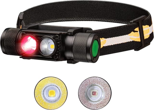 Detalle 1 de Sofirn Lampada da testa LED con luce rossa ricaricabile USB-C (D25LR) per jogging e percorsi