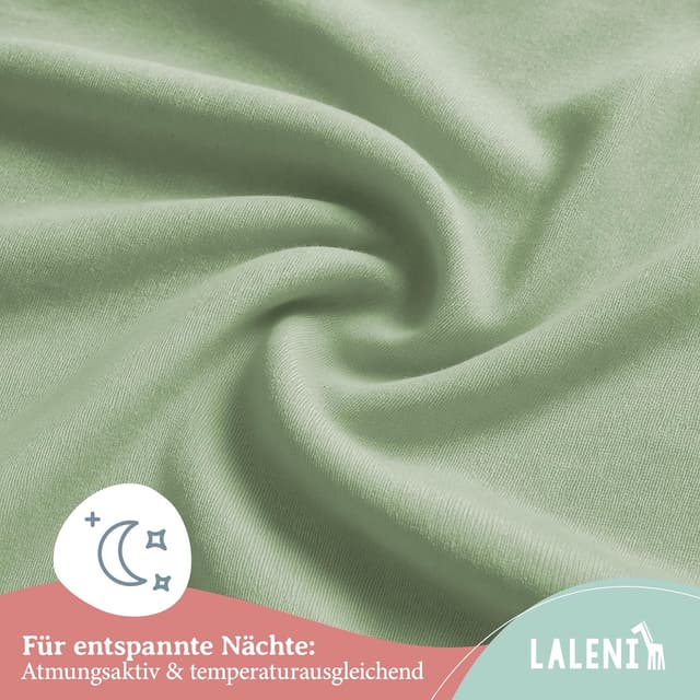 Detalle de Laleni Jersey Spannbettlaken 100x100 cm für Baby-Beistellbett & Stubenwagen, 100 % Baumwolle (OEKO-TEX), grün