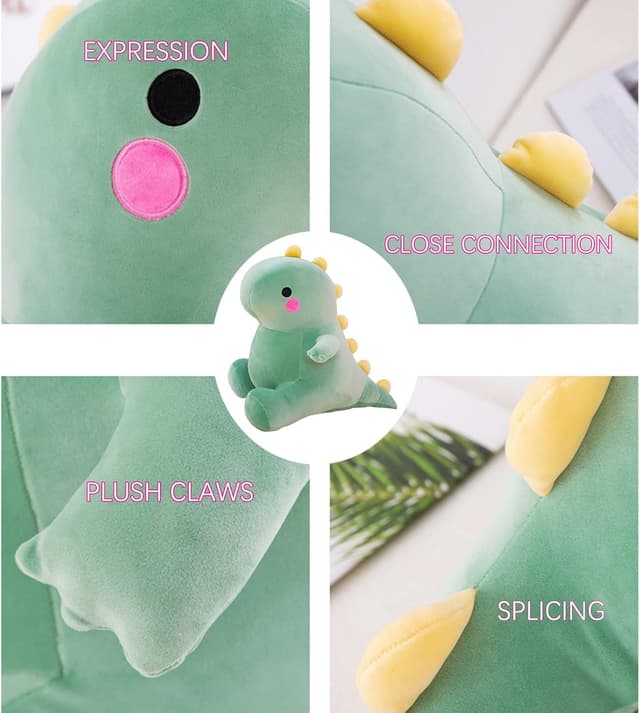 Detalle de DUANMUL Cute Fat Dinosaur Plush Toys (Green, 8in) — Soft Stuffed Dino for Kids