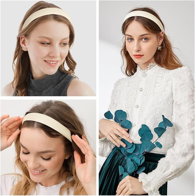 Detalle 2 de LOPHE bandeau femme en cuir PU blanc classique, large anti-glisse