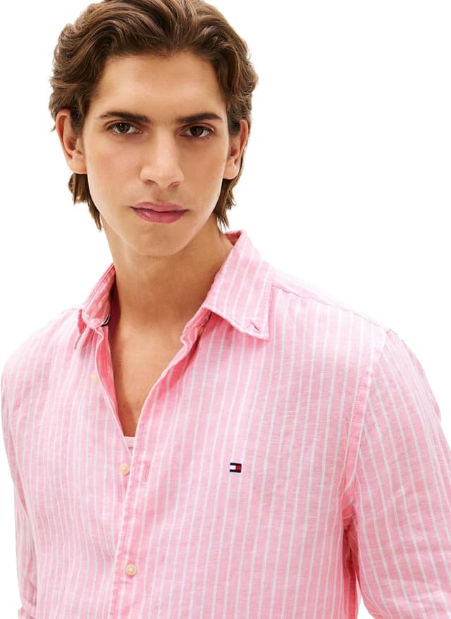 Detalle de Tommy Hilfiger camicia linen a righe da uomo