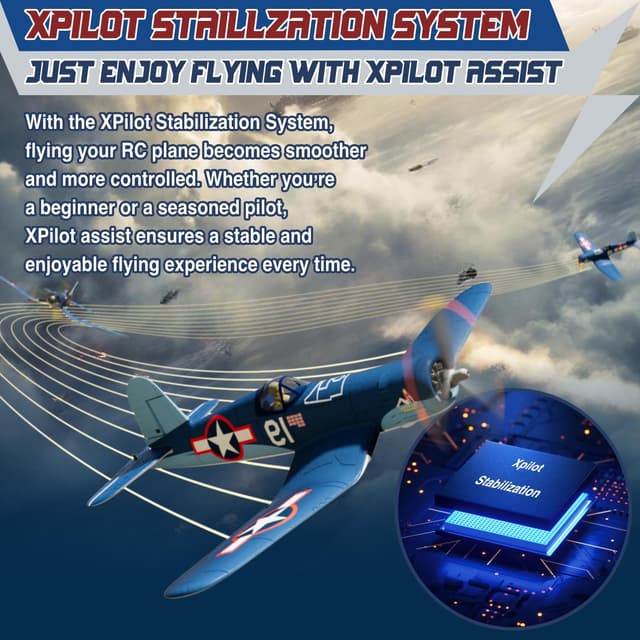 Detalle de LEAMBE Brushless 4-Channel RC Plane (F4U Corsair, 500mm) RTF with 6-Axis Gyro