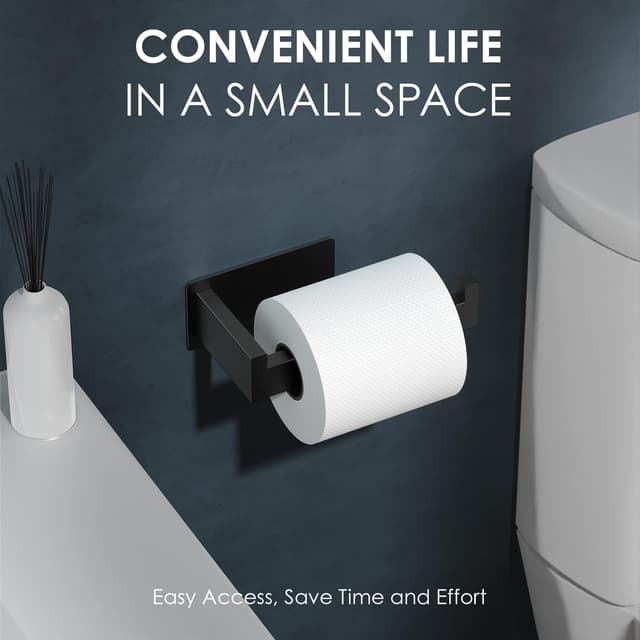 Detalle de Auxmir selbstklebender Toilettenpapierhalter ohne Bohren (2er-Set) aus SUS304 Edelstahl, schwarz