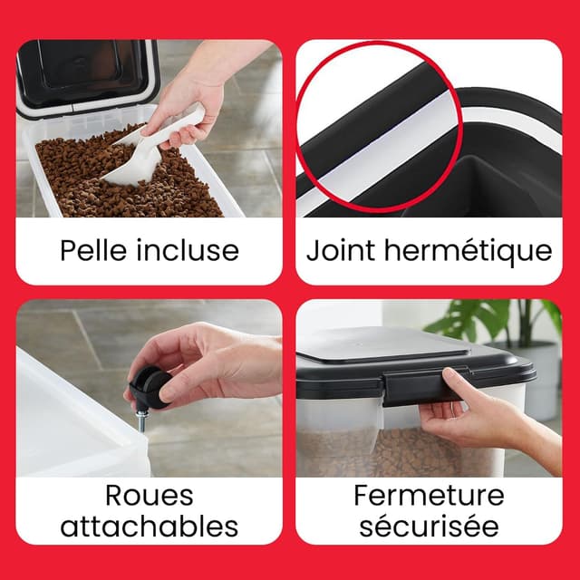 Detalle de Iris Ohyama boîtes croquettes 18 L noir