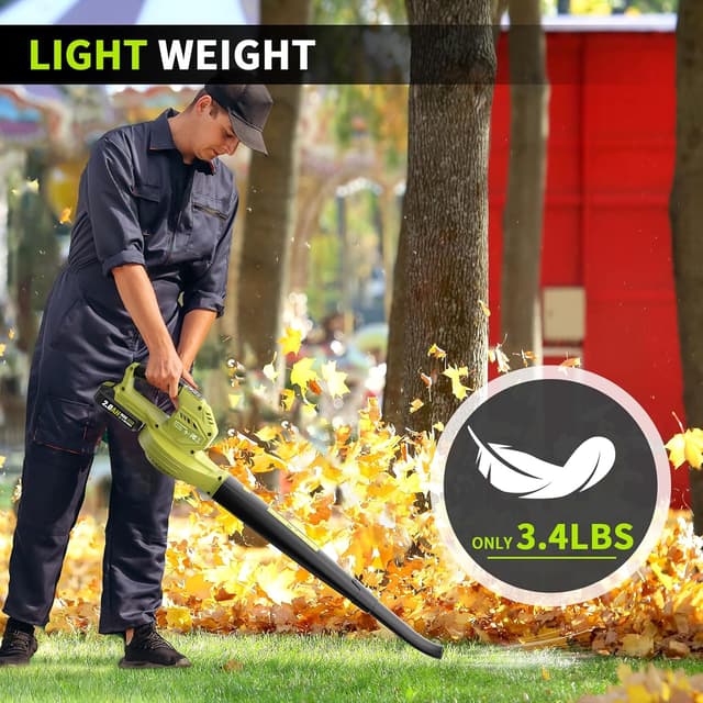 Detalle de Cordless Leaf Blower 20V (with 2 x 2.0Ah batteries) – 3 speed modes, lightweight cordless for patio & garden clearing