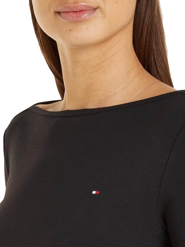 Detalle de Tommy Hilfiger Damen Langarmshirt „New Cody“ Slim mit U-Boot-Ausschnitt