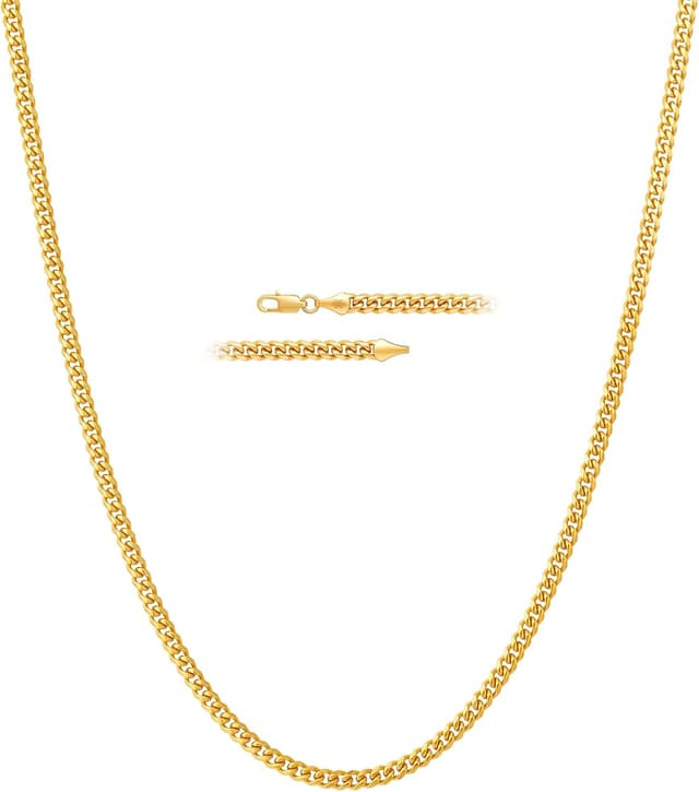 Detalle de KRKC&CO Herren-Panzerkette mit Silberbeschichtung (3 mm/5 mm) & Diamantschliff, nickelfrei, Länge 45,7–66 cm