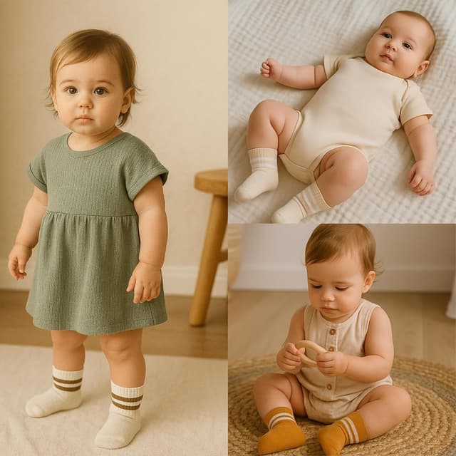 Detalle 2 de bistyle Baby-Socken aus Baumwolle – 6 Paar für Neugeborene bis 3 Jahre, nahtlos (Stopper) für Jungen & Mädchen