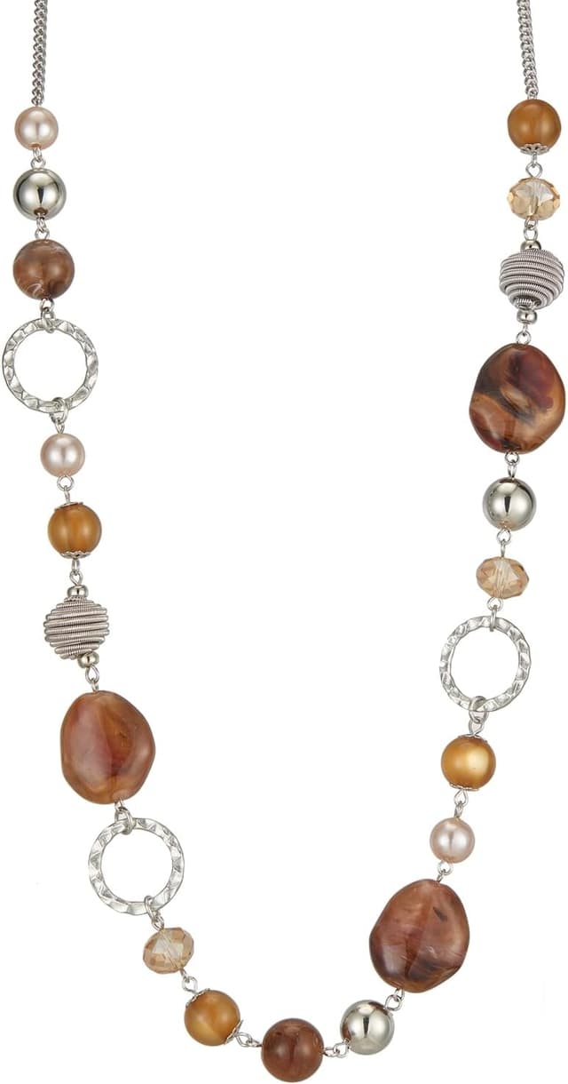 Thumbnail 6 de Bulinlin Damen Lange Perlenkette Statement Boho – Silberfarbene Metallkette mit Verlängerung für Hochzeitstag & Alltag