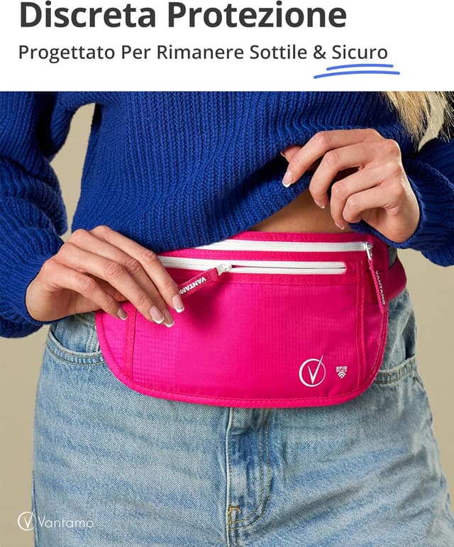 Detalle 2 de Cintura porta soldi da viaggio con protezione RFID