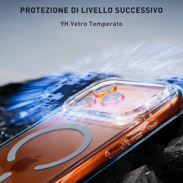 Detalle de tigratigro Cover Magnetica per iPhone 17 Pro con Mag-Safe, trasparente anti-graffio e anti-ingiallimento