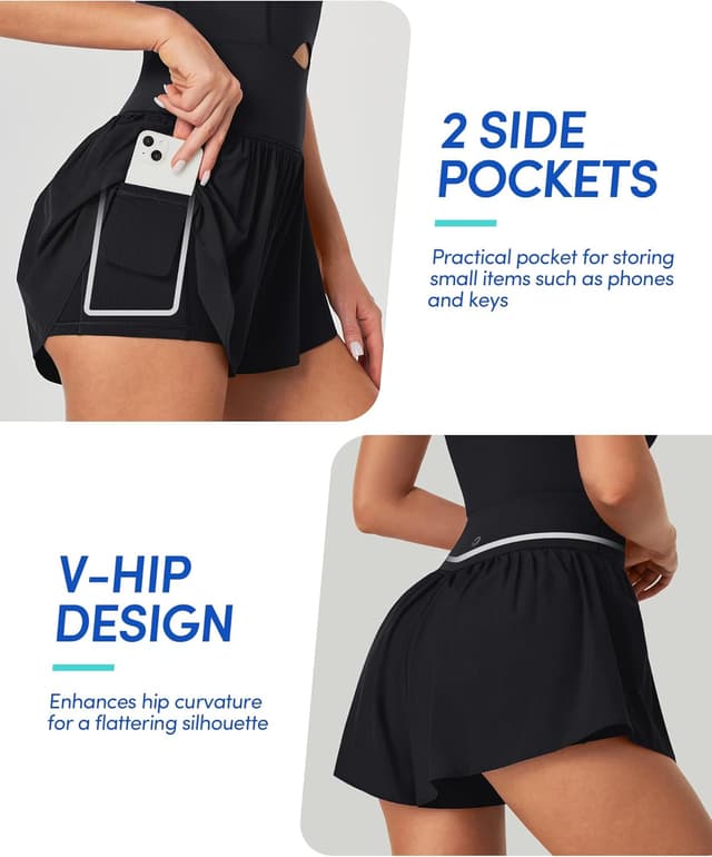 Thumbnail 2 de IUGA Workout Romper Tummy Control Padded Athletic Romper with Shorts (Running Onesie)