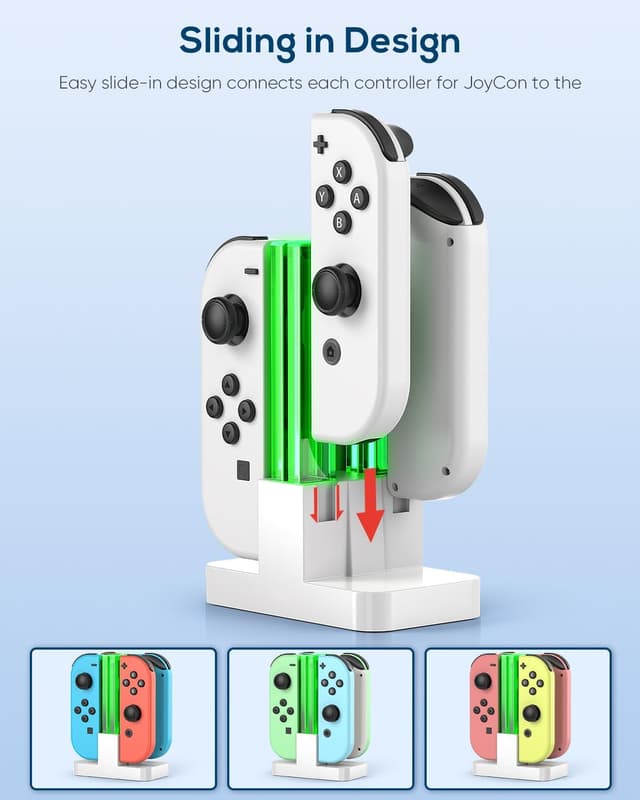 Detalle de Charging Dock Replacement for Joy-Con Controller Charger for OLED Console (White) with USB Type-C Cord